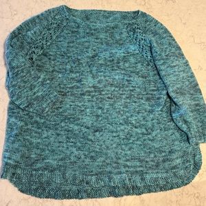 Hand Knit Blue Wool Sweater